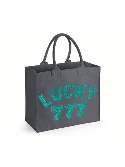 Canvas Bag Lucky 777 Jade Glitter - Grey